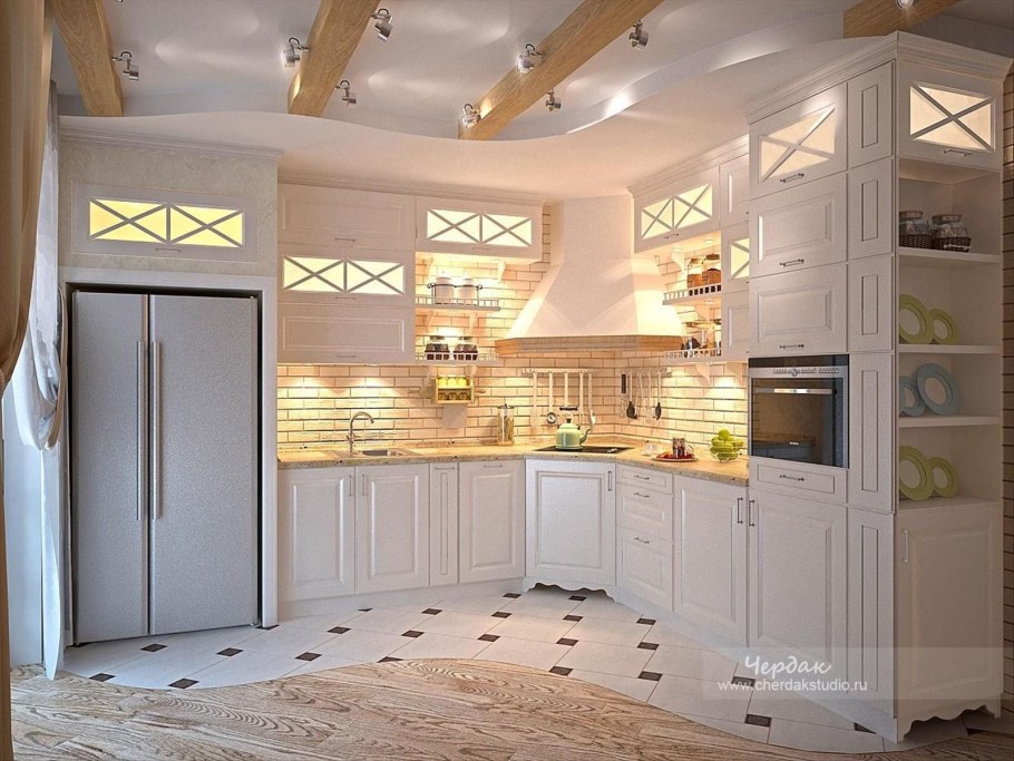 Кухня 25кв м в частном доме в стиле Прованс