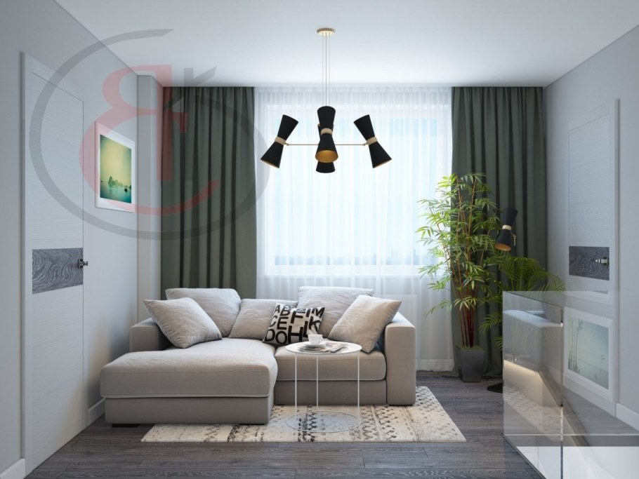 Уютная гостиная в светлых тонах