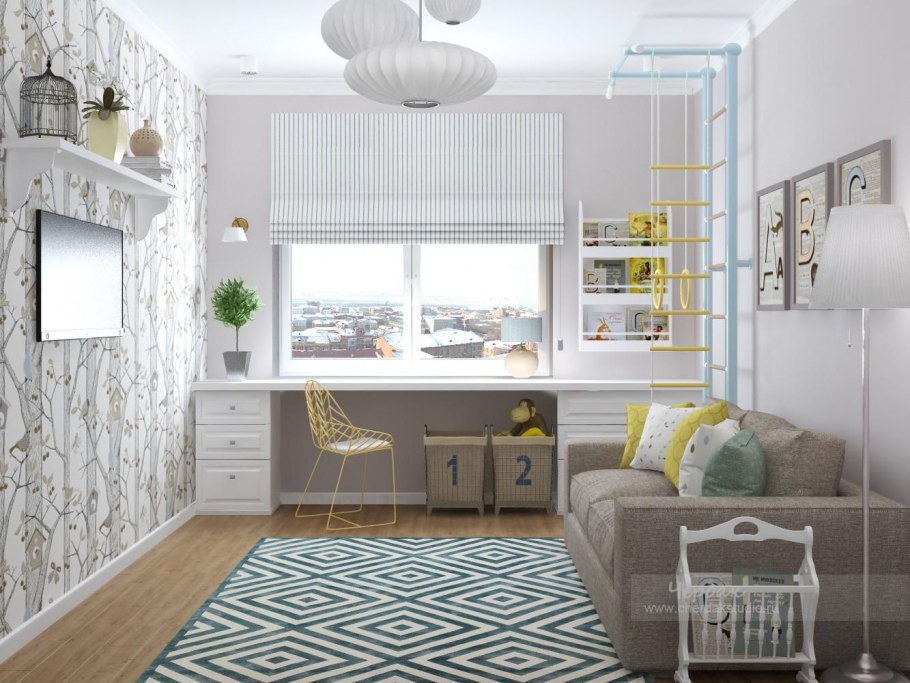 Подростковая комната в скандинавском стиле для девочки