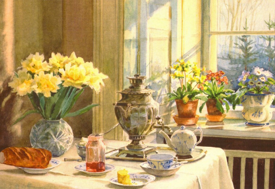 Акварели Ольги Александровны Романовой чаепитие