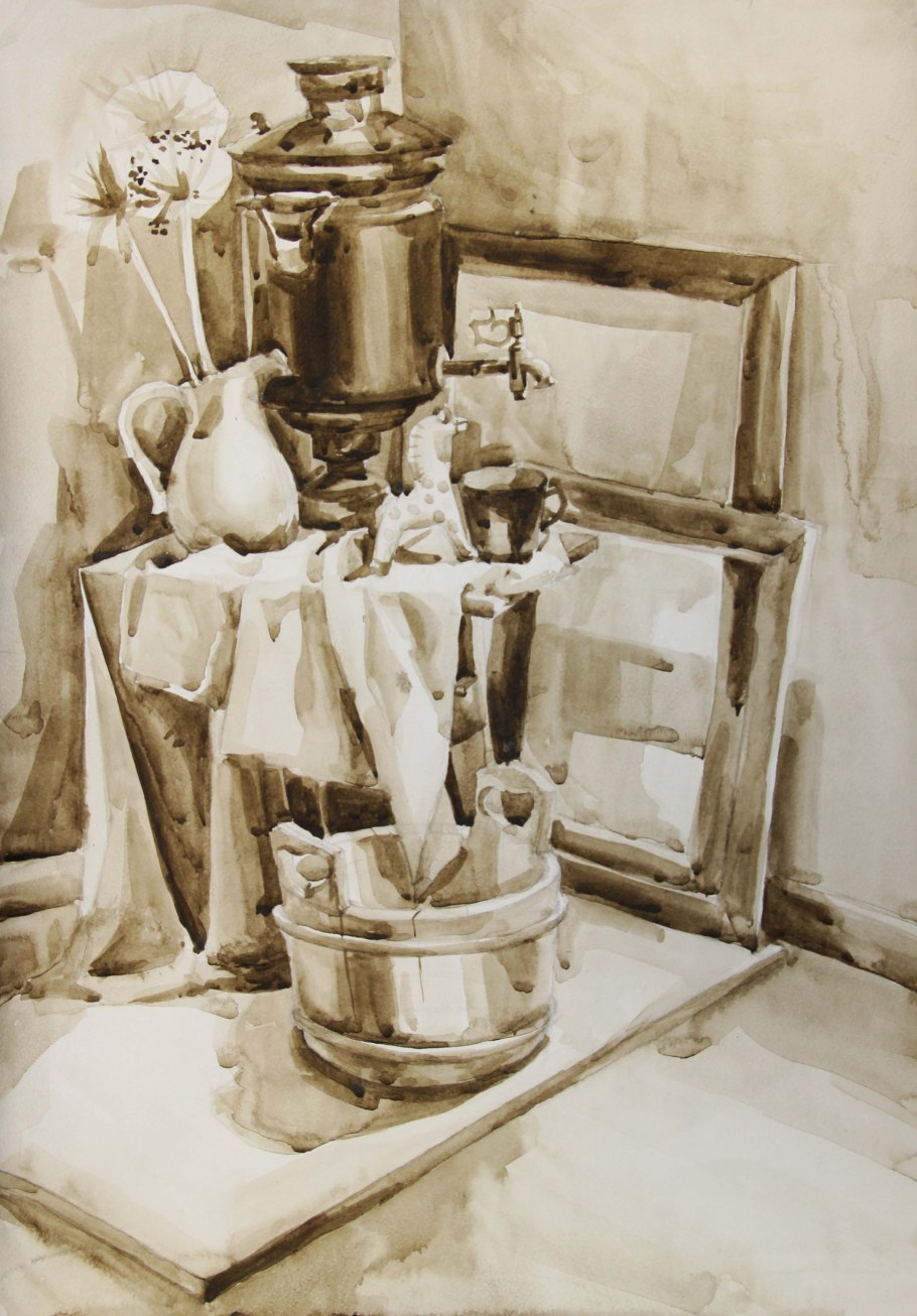 Эскиз натюрморта в интерьере