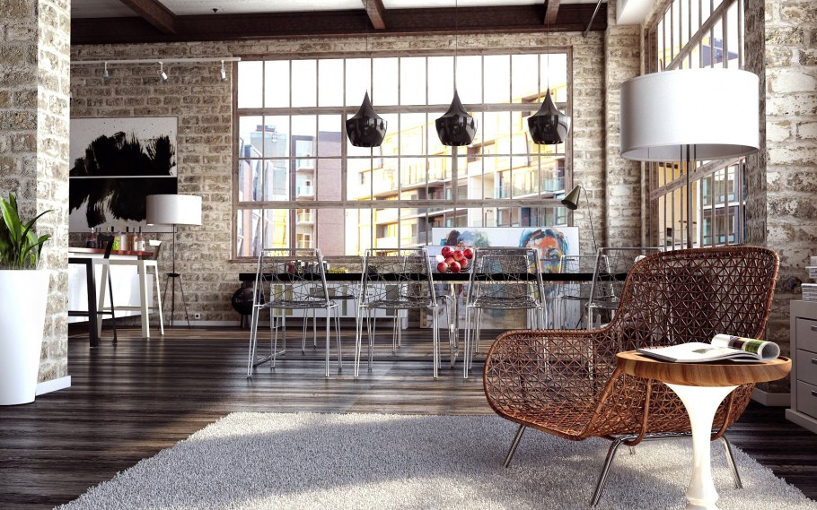 Индустриальный лофт в интерьере