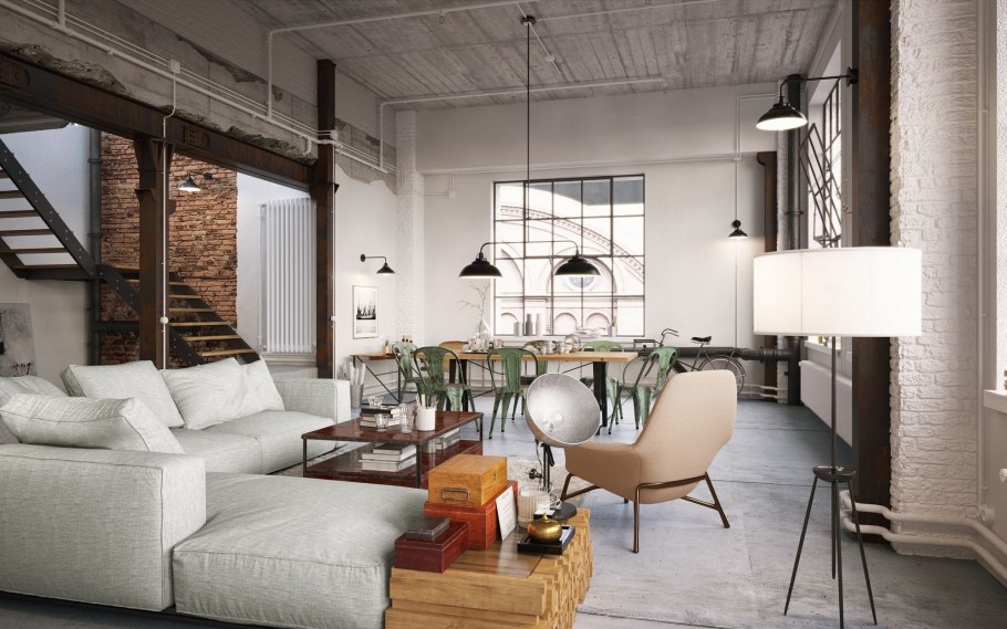 Loft Interior Design кирпич