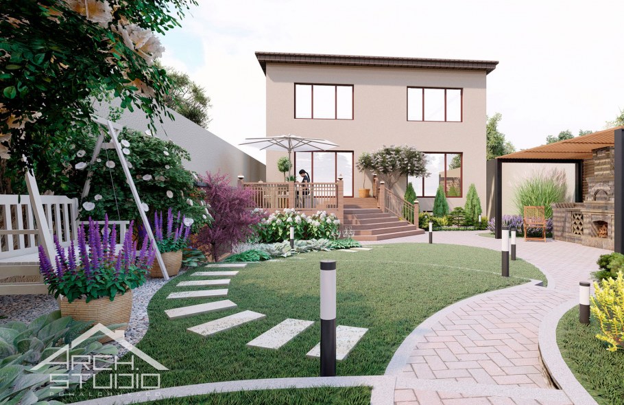 Современная планировка участка