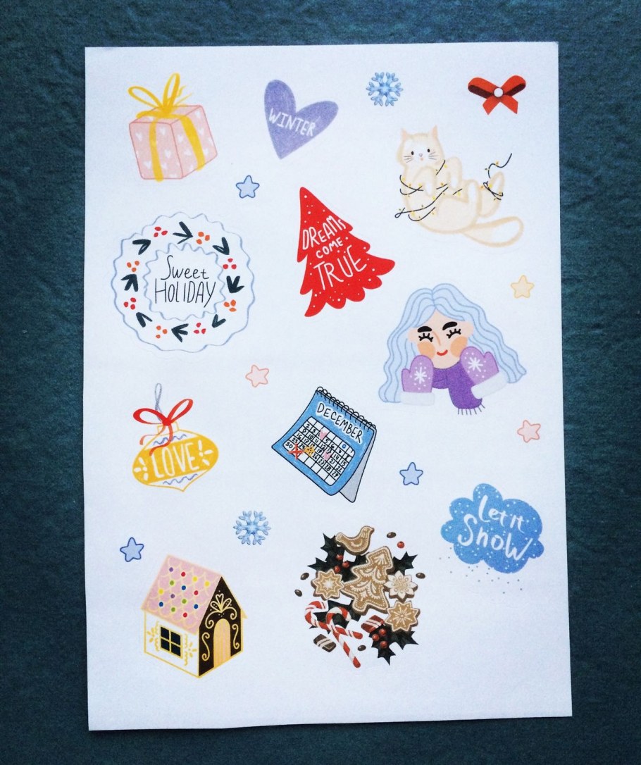 Новогодние самодельные наклейки