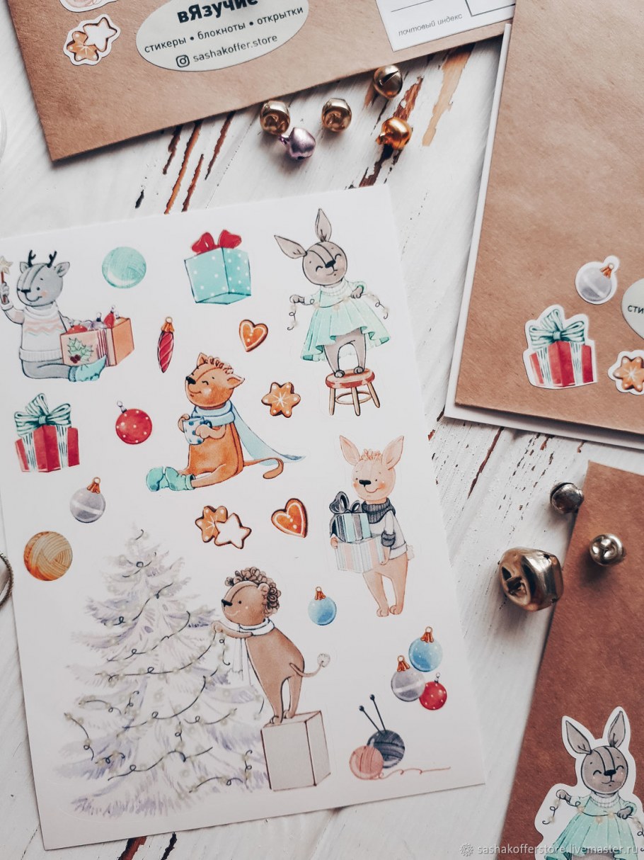 Наклейки самодельные для нового года