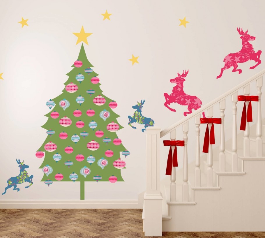 Елка из бумаги на стену на новый год