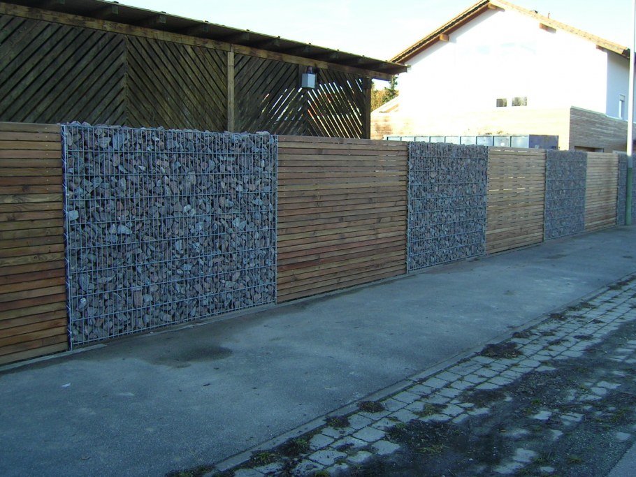 Забор ранчо с габионами