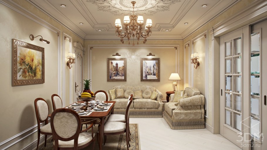 Интерьер гостиной в стиле современная классика