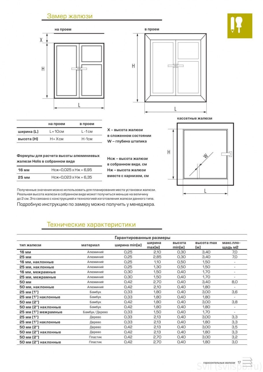 Замер горизонтальных алюминиевых жалюзи