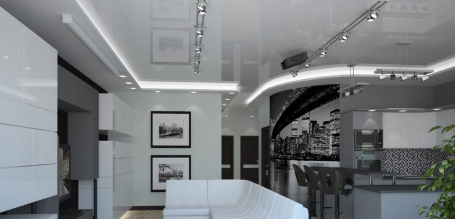 Натяжные потолки хайтек