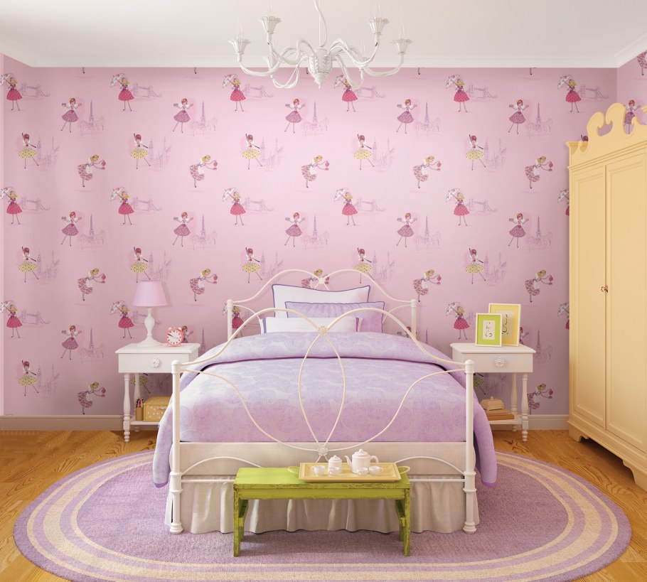 Расцветки обоев в детскую для девочки