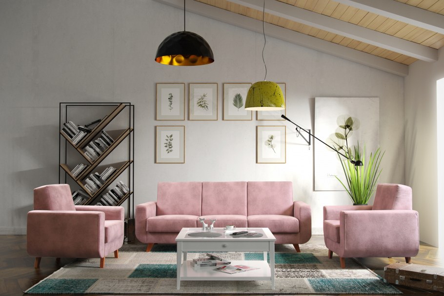 Гостиная в бежево розовых тонах