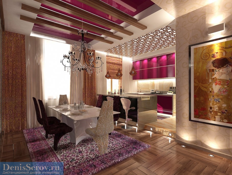 Кухня студия в Восточном стиле