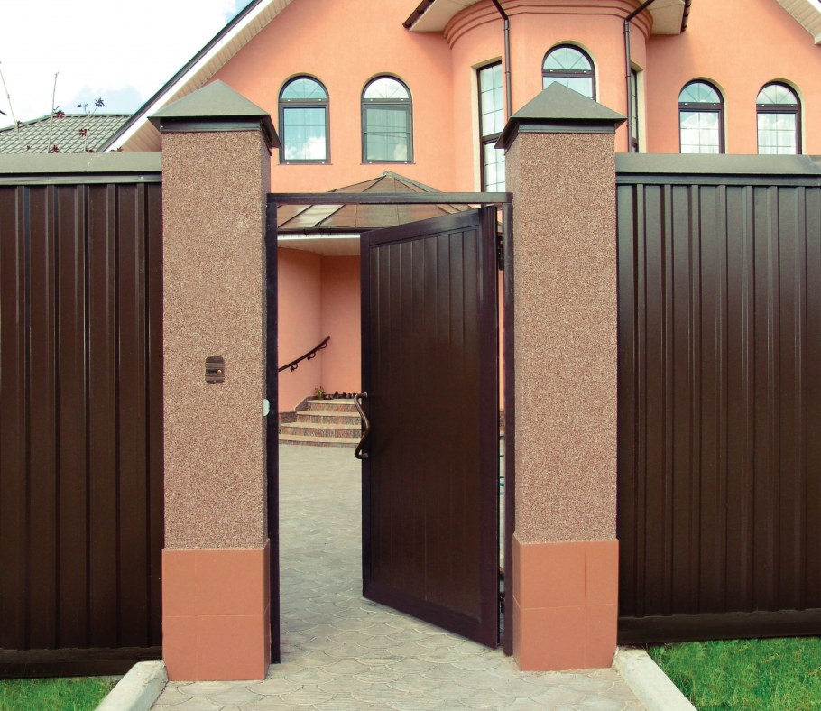 Откатные ворота дерево и металл
