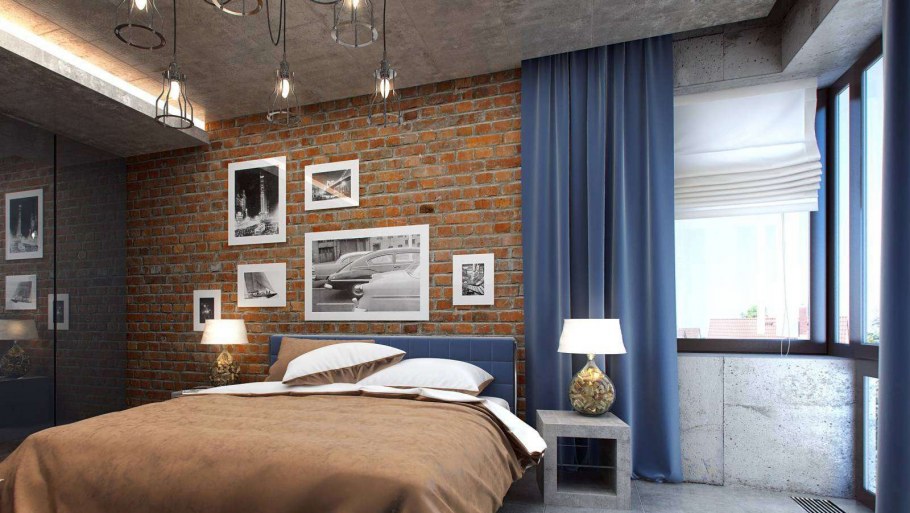 Шторы в спальню лофт
