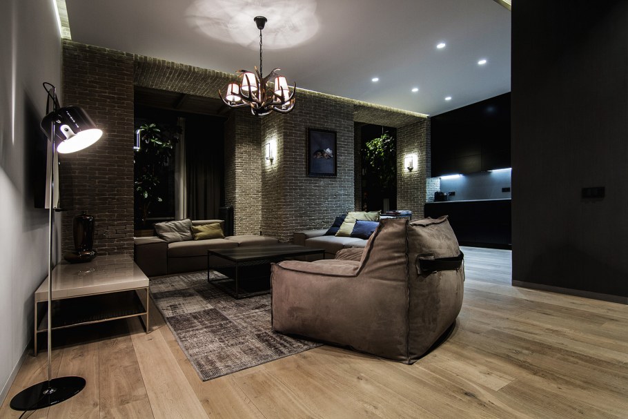 Квартира студия в темных тонах