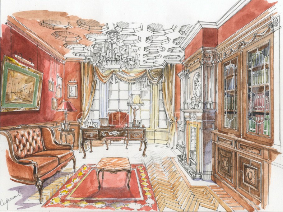 Художественный эскиз интерьера
