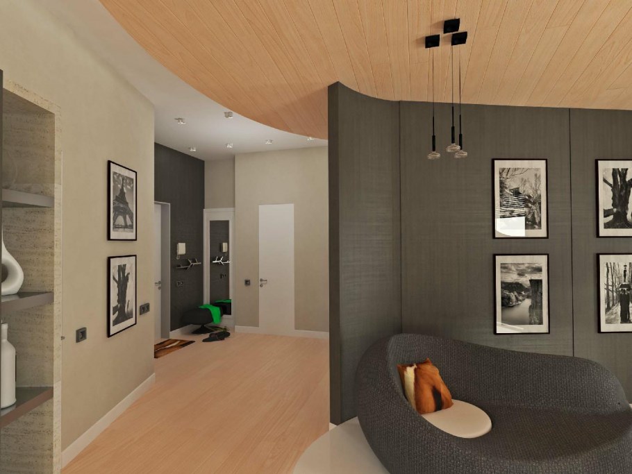 Интерьер комнаты неправильной формы