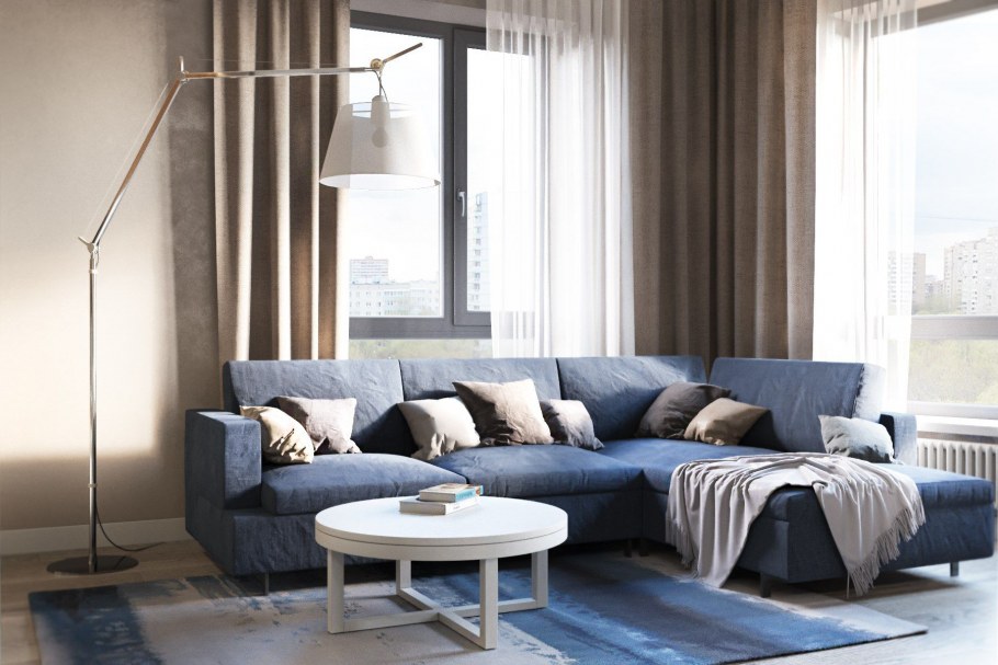 Диван горчичного цвета