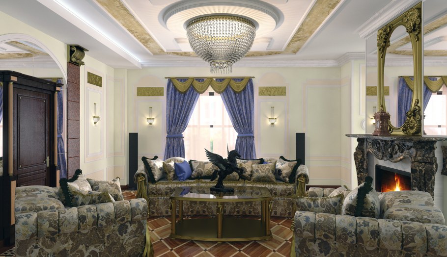 Камин в стиле Ампир в интерьере