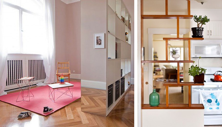 Перегородка за диваном зонирование