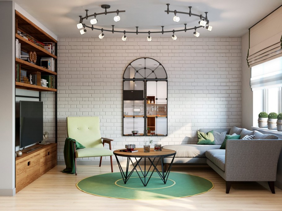 Светлый интерьер в стиле лофт