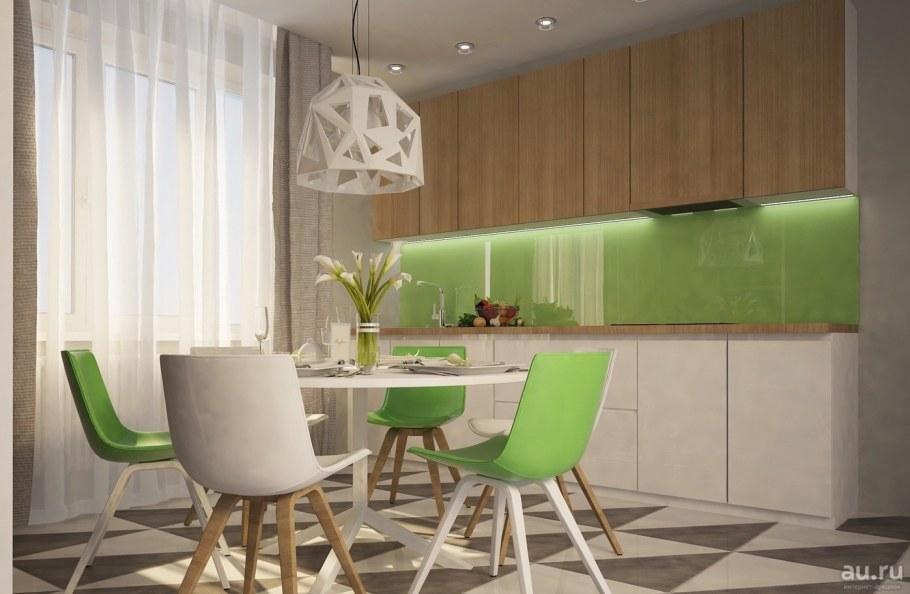 Белая кухня с красными акцентами