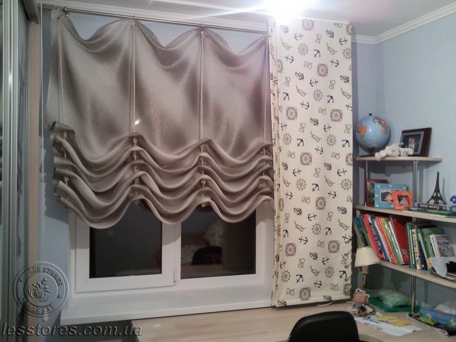 Австрийская штора из плотной ткани