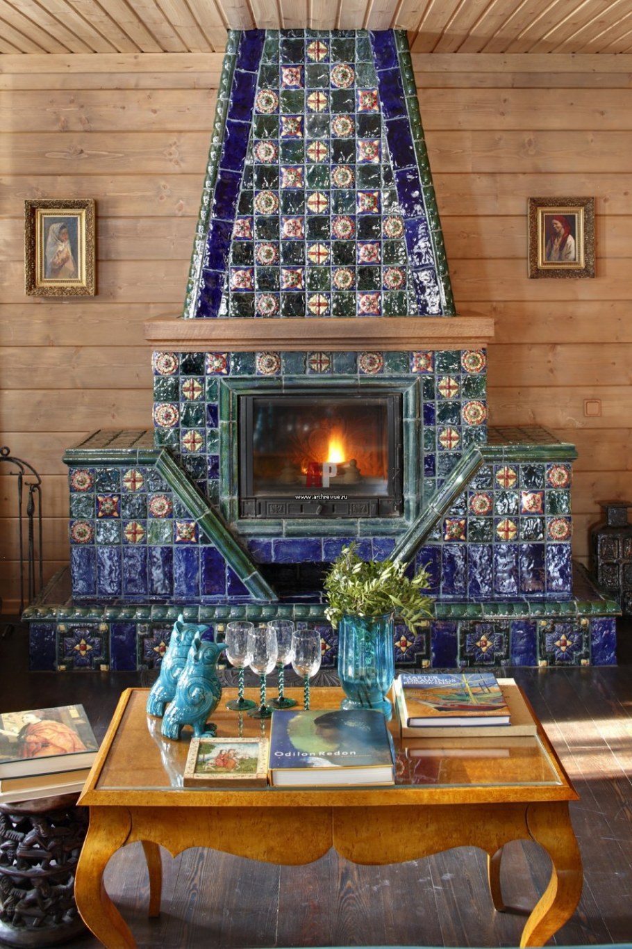 Кухня-гостиная в народном стиле