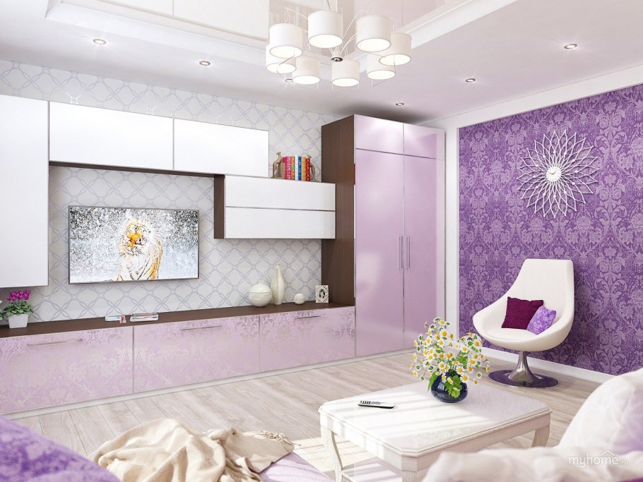 Гостиная в сиреневом цвете