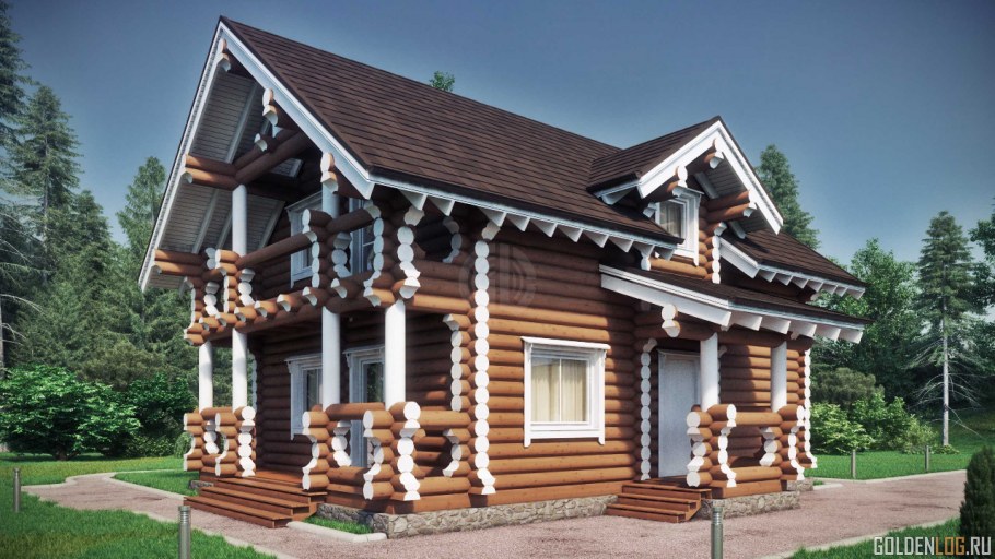 Дом из оцилиндрованного бревна Сямженский