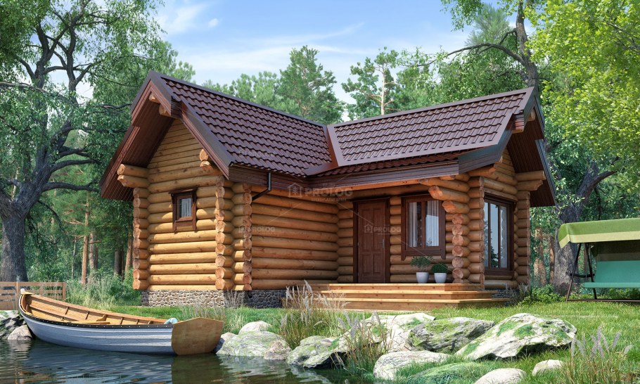 Дом-баня из бревна под ключ 100м2