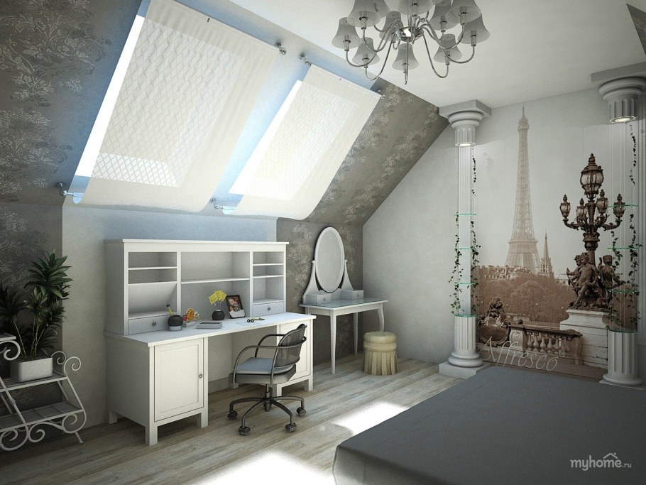 Интерьер мансарды