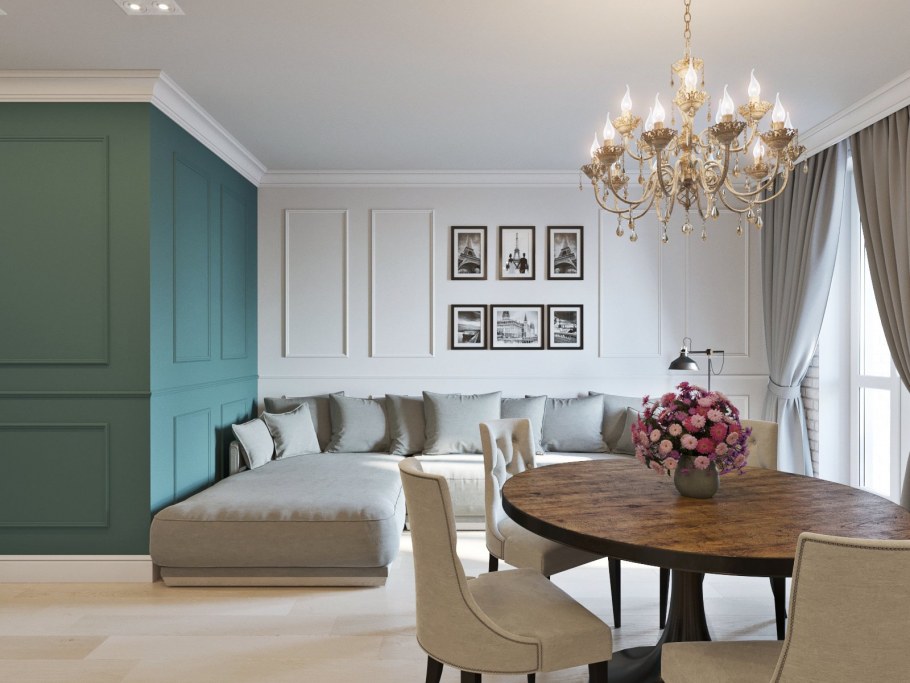 Молдинги в интерьере гостиной