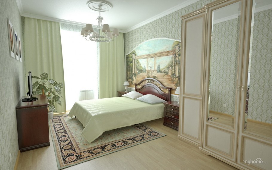 Спальный гарнитур цветом фисташковая классика