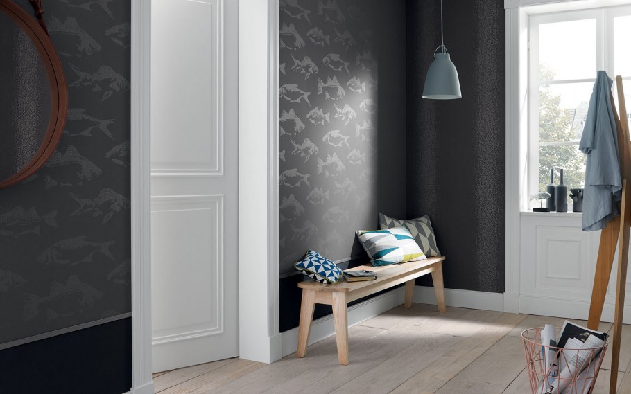 Обои Grandeco в интерьере прихожей