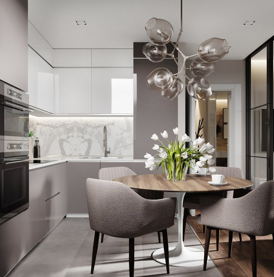 Серый интерьер маленькой квартиры