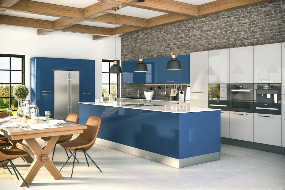 Синяя кухня в современном стиле