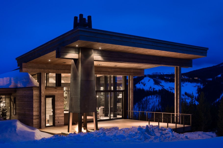 Баня в современном стиле с панорамными окнами