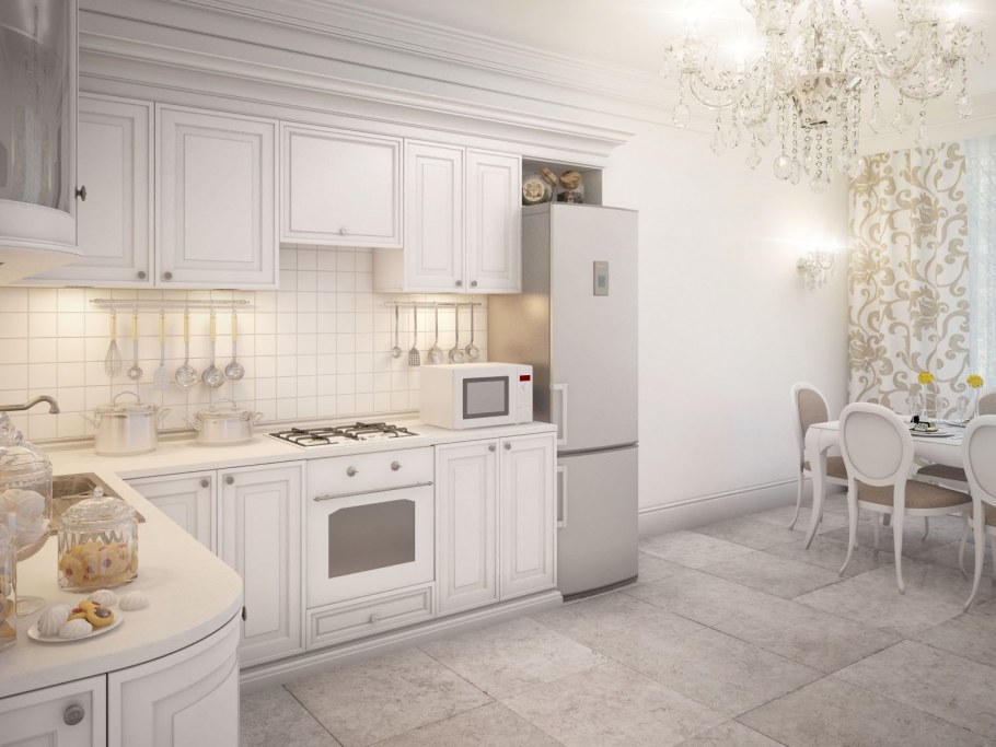 Кухня в элитном стиле в светлых тонах