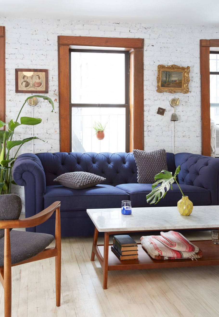 Гостиная лофт синий