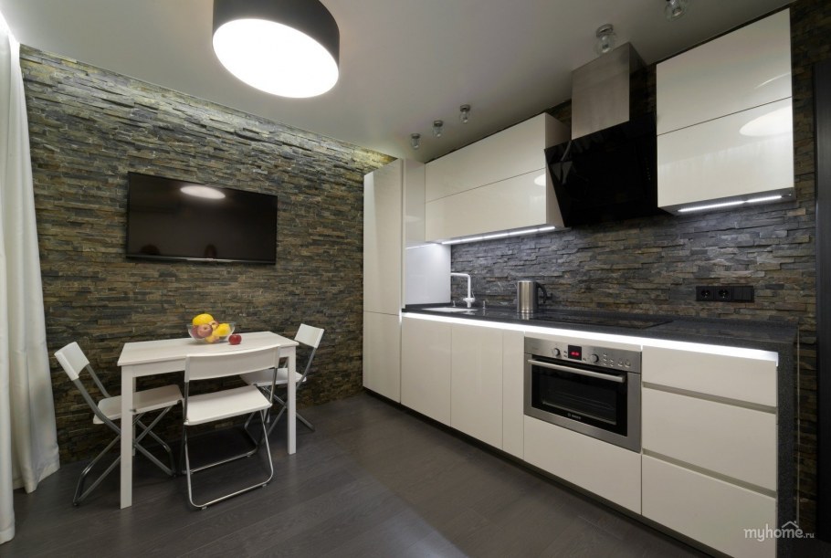Камень в интерьере кухни