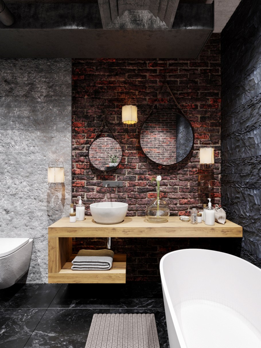 Плитка для ванной комнаты в стиле лофт