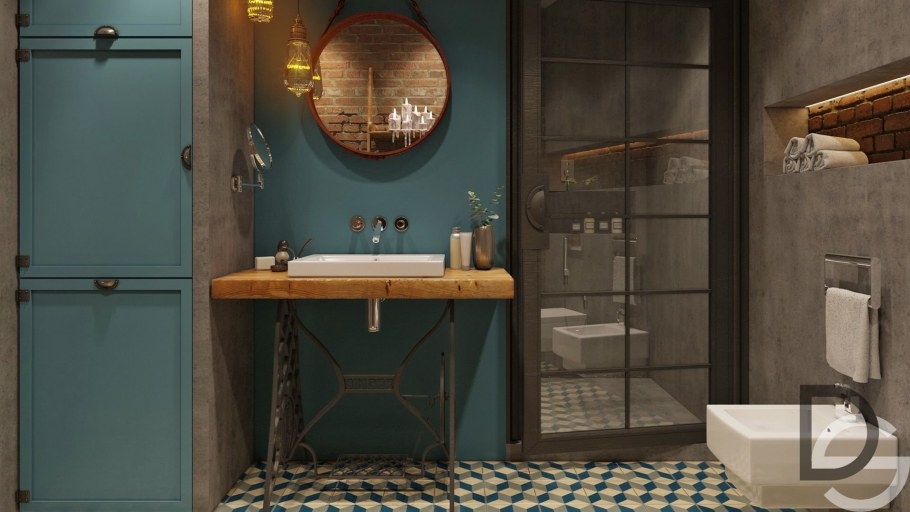 Надпись в стиле лофт ванная