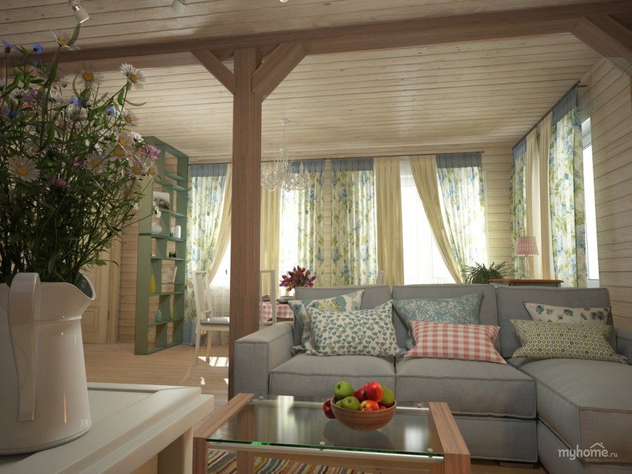 Интерьер кухни-гостиной в стиле Кантри