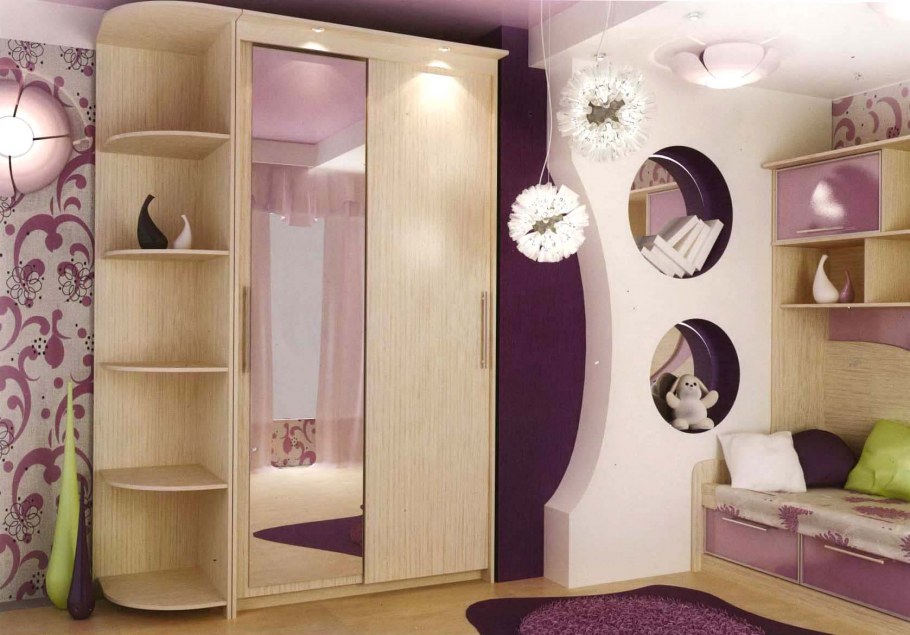 Шкаф-купе в комнату подростка девочки