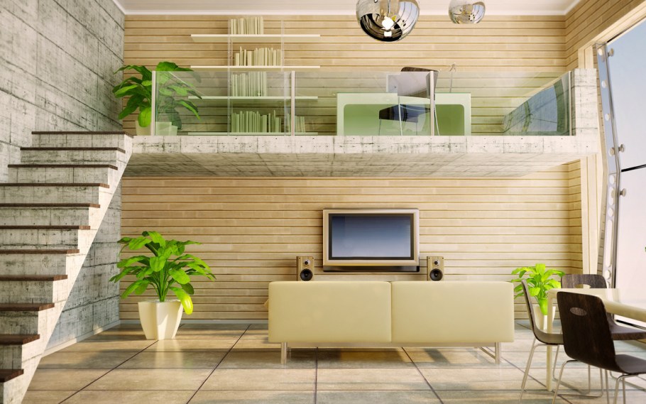 Экостиль в интерьере лестницы