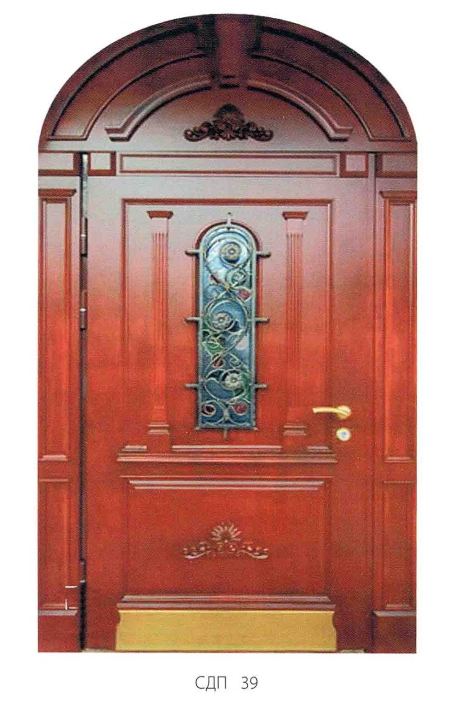 Входная дверь с арочной фрамугой антик ясень