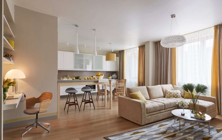 Интерьер кухни-гостиной